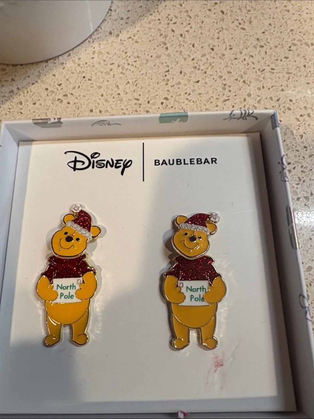 Disney Baublebar NIB Winnie the Pooh North Pole Stud Earrings - Yellow & Red - Picture 3 of 5